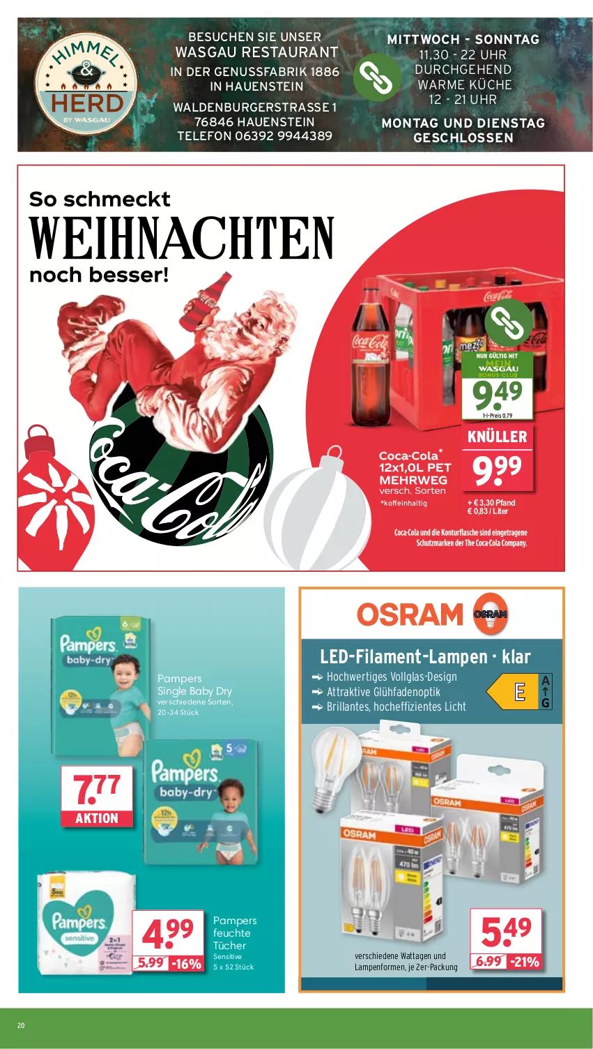 Aktueller Prospekt Wasgau - von 11.11 bis 16.11.2024 - strona 20 - produkty: burger, eis, ente, feuchte tücher, küche, Lampe, LG, nuss, pampers, reis, telefon, Ti, tücher, uhr