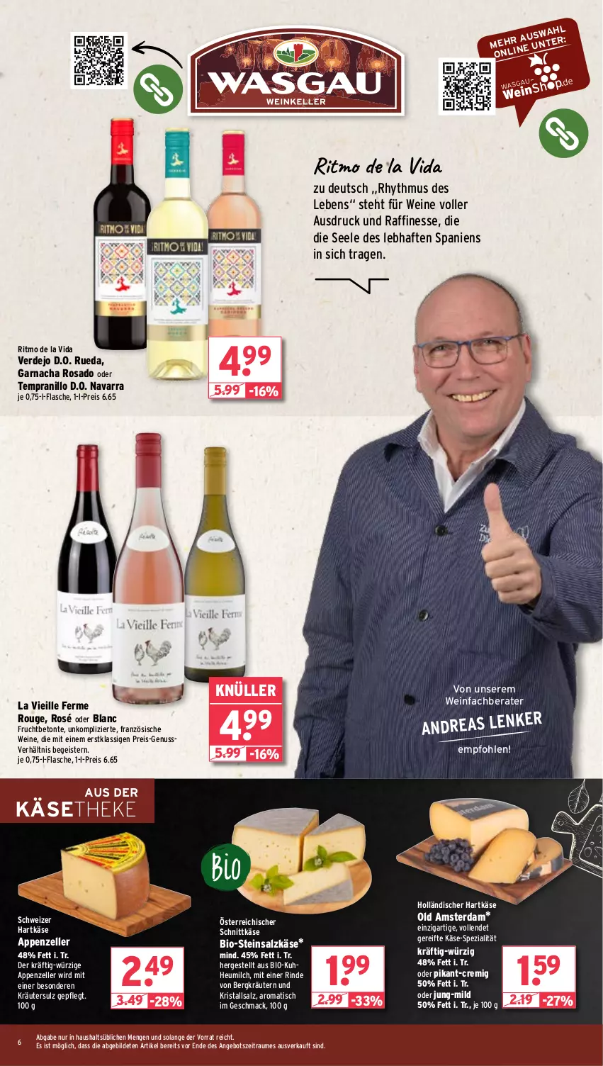 Aktueller Prospekt Wasgau - von 11.11 bis 16.11.2024 - strona 6 - produkty: angebot, appenzeller, bio, eis, elle, erde, finesse, flasche, frucht, hartkäse, Heu, heumilch, Käse, käsetheke, kräuter, kräutern, Kristallsalz, mac, milch, nuss, Old Amsterdam, österreichischer schnittkäse, reis, rind, rouge, salz, schnittkäse, schweizer hartkäse, Spezi, Steinsalzkäse, tempranillo, Ti, tisch, wein, weine