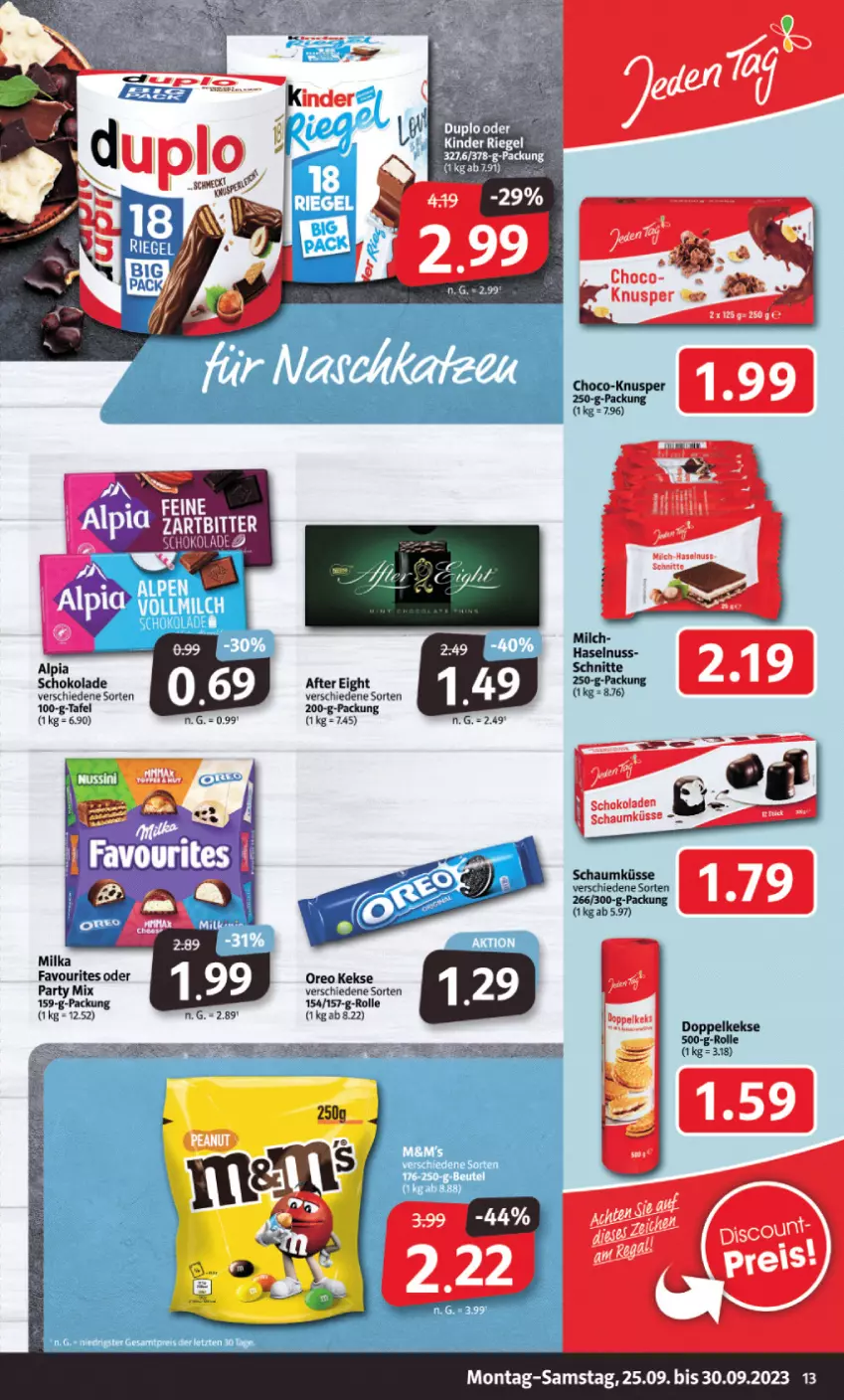 Aktueller Prospekt Markant - Prospekte - von 25.09 bis 30.09.2023 - strona 13 - produkty: after eight, Brei, Doppelkekse, haselnuss, keks, kekse, milch, milka, nuss, oreo, schoko, schokolade, schokoladen