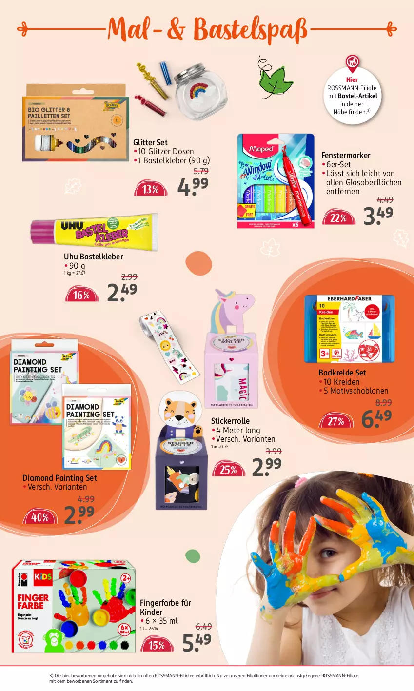 Aktueller Prospekt Rossmann - Prospekte - von 04.11 bis 15.11.2024 - strona 14 - produkty: angebot, angebote, Bad, fenster, Kinder, kleber, Kreide, Ria, Ti, uhu