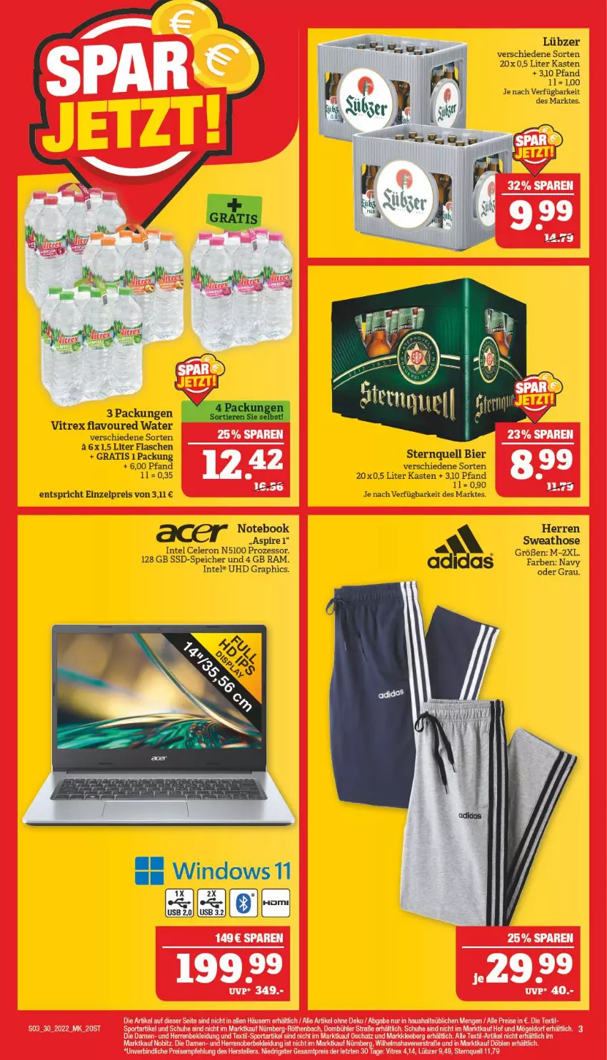 Aktueller Prospekt Marktkauf - Prospekt - von 24.07 bis 30.07.2022 - strona 3 - produkty: acer, bier, celeron, eis, elle, flasche, HD Graphics, hose, Intel, kleid, Kleidung, Lübzer, reis, schuhe, Sport, ssd, SSD-Speicher, Sweathose, tee, teller, Ti, uhd, vitrex, ZTE