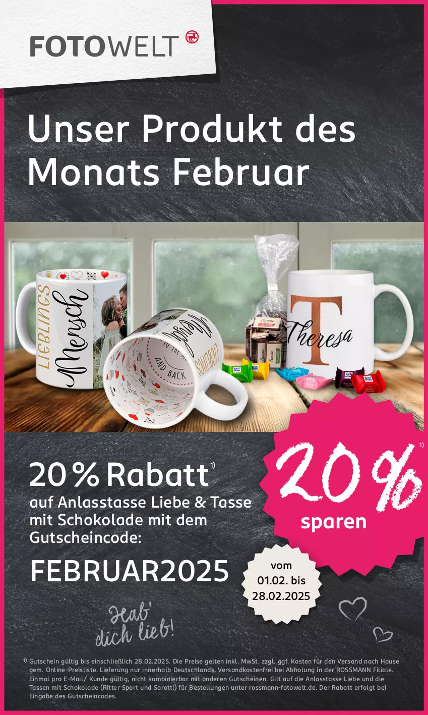 Aktueller Prospekt Rossmann - Prospekte - von 31.01 bis 06.04.2025 - strona 21 - produkty: eis, gutschein, gutscheine, LG, ndk, reis, ritter, ritter sport, saro, sarotti, schoko, schokolade, Sport, tasse, Ti, versandkostenfrei