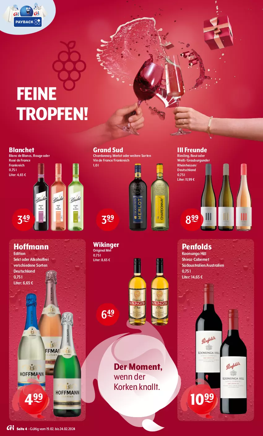 Aktueller Prospekt Getraenke Hoffmann - Prospekte - von 19.02 bis 24.02.2024 - strona 4 - produkty: alkohol, aust, burgunder, cabernet, chardonnay, de blancs, gin, grand sud, grauburgunder, merl, merlot, riesling, rouge, sekt, Ti, vin de france