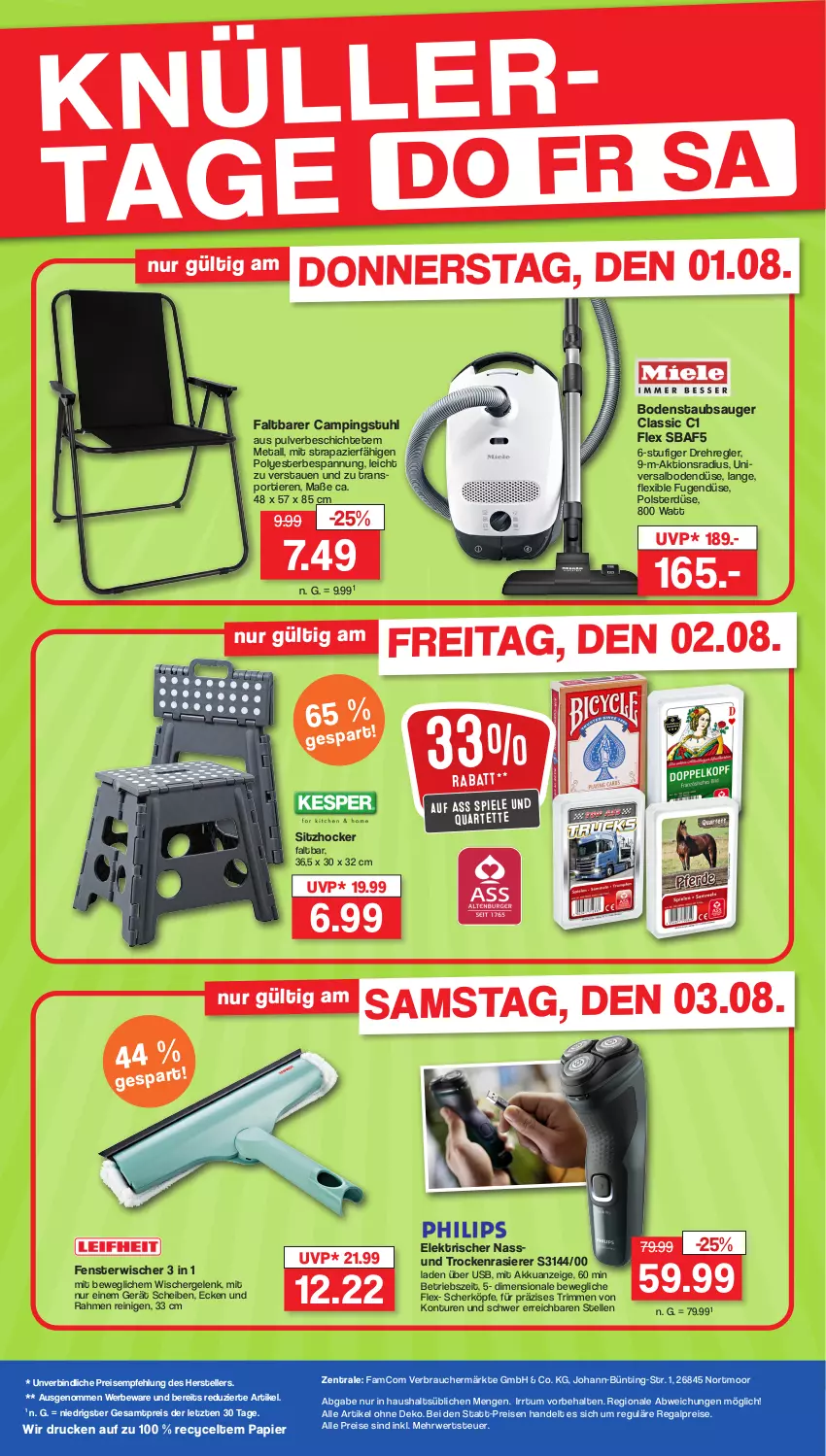 Aktueller Prospekt Famila - Prospekte - von 01.08 bis 03.08.2024 - strona 2 - produkty: akku, bodenstaubsauger, campingstuhl, eis, elle, fenster, hocker, papier, rasierer, Rauch, regal, reis, rwe, Spiele, staubsauger, stuhl, teller, Ti, Tiere, usb, ZTE