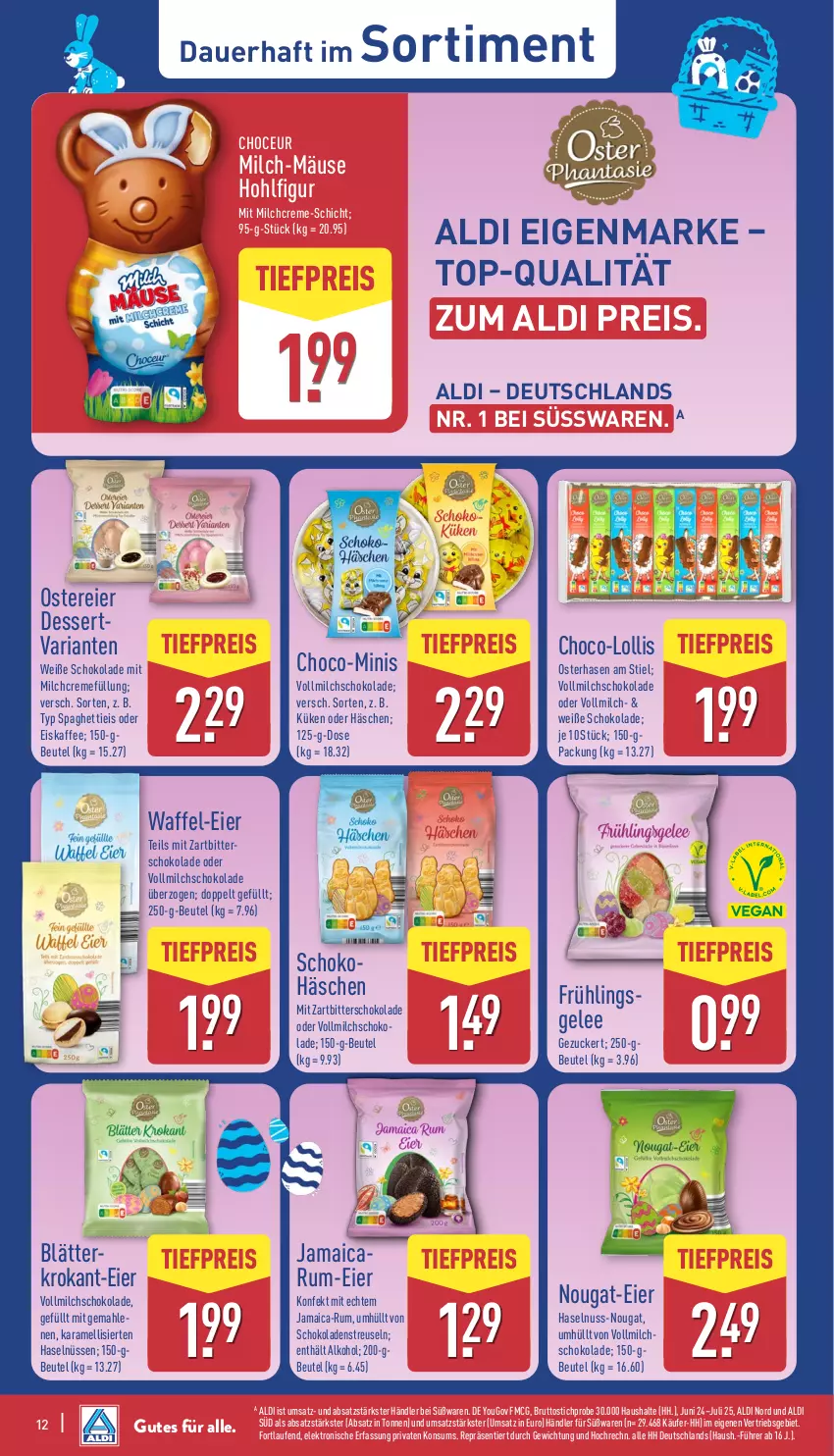 Aktueller Prospekt Aldi Nord - Von Montag - von 09.02 bis 14.02.2026 - strona 15 - produkty: aldi, alkohol, auer, beutel, brut, creme, dessert, eier, eis, Elektro, gelee, haselnuss, HP, kaffee, karamell, Laufen, milch, nuss, reis, Ria, rum, schoko, schokolade, spaghetti, süsswaren, Ti, tiefpreis, vollmilch, Weiße Schokolade, Yo, zucker