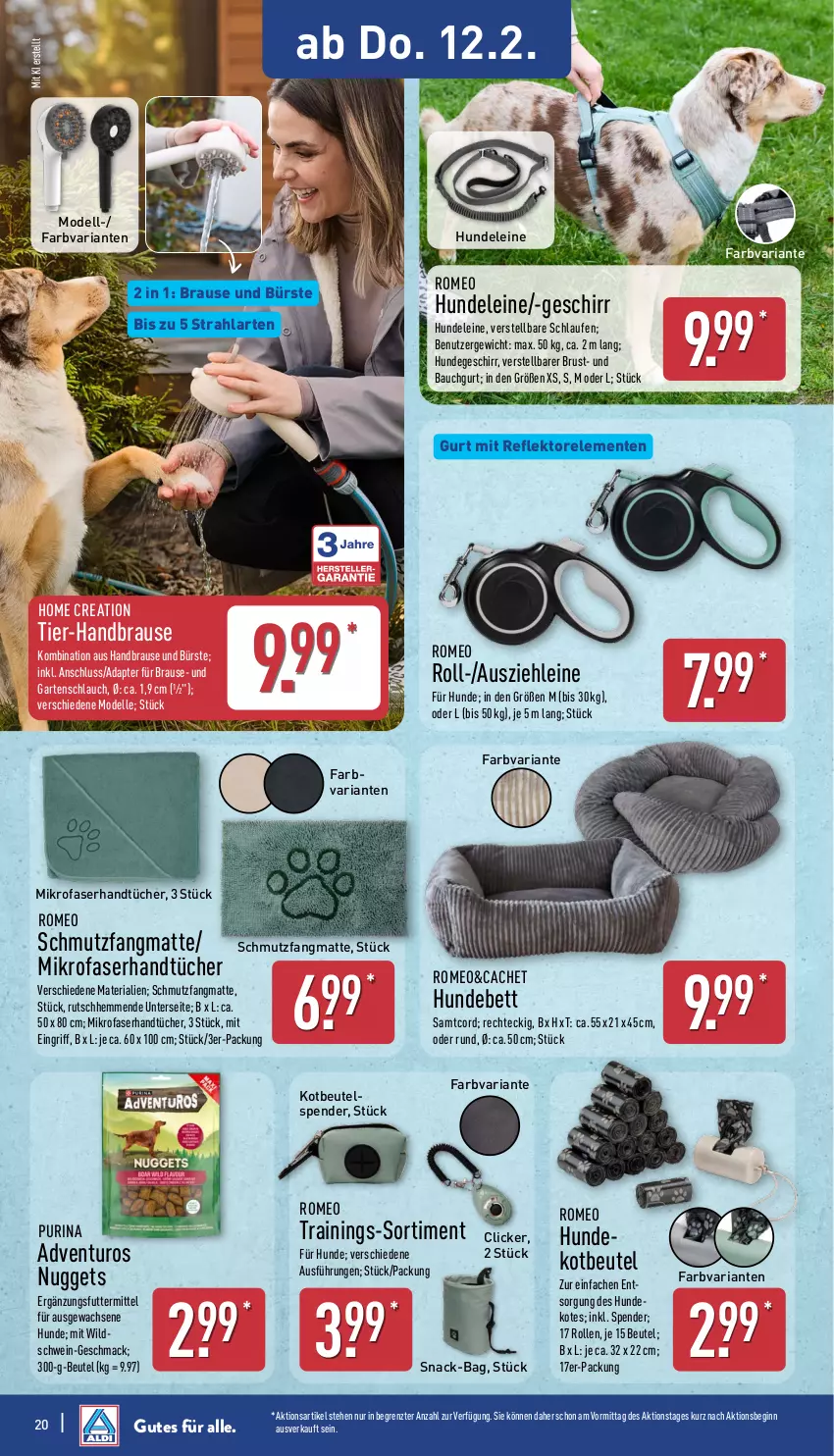 Aktueller Prospekt Aldi Nord - Von Montag - von 09.02 bis 14.02.2026 - strona 23 - produkty: adapter, adventuros, Bau, bett, beutel, brause, bürste, dell, elle, ente, Garten, gartenschlauch, geschirr, gin, handbrause, handtücher, Hundebett, Laufen, leine, mac, mikrofaser, Mode, nuggets, purina, rel, Ria, schlauch, schmutzfangmatte, schwein, snack, Ti, tücher, wein, Wild, ZTE