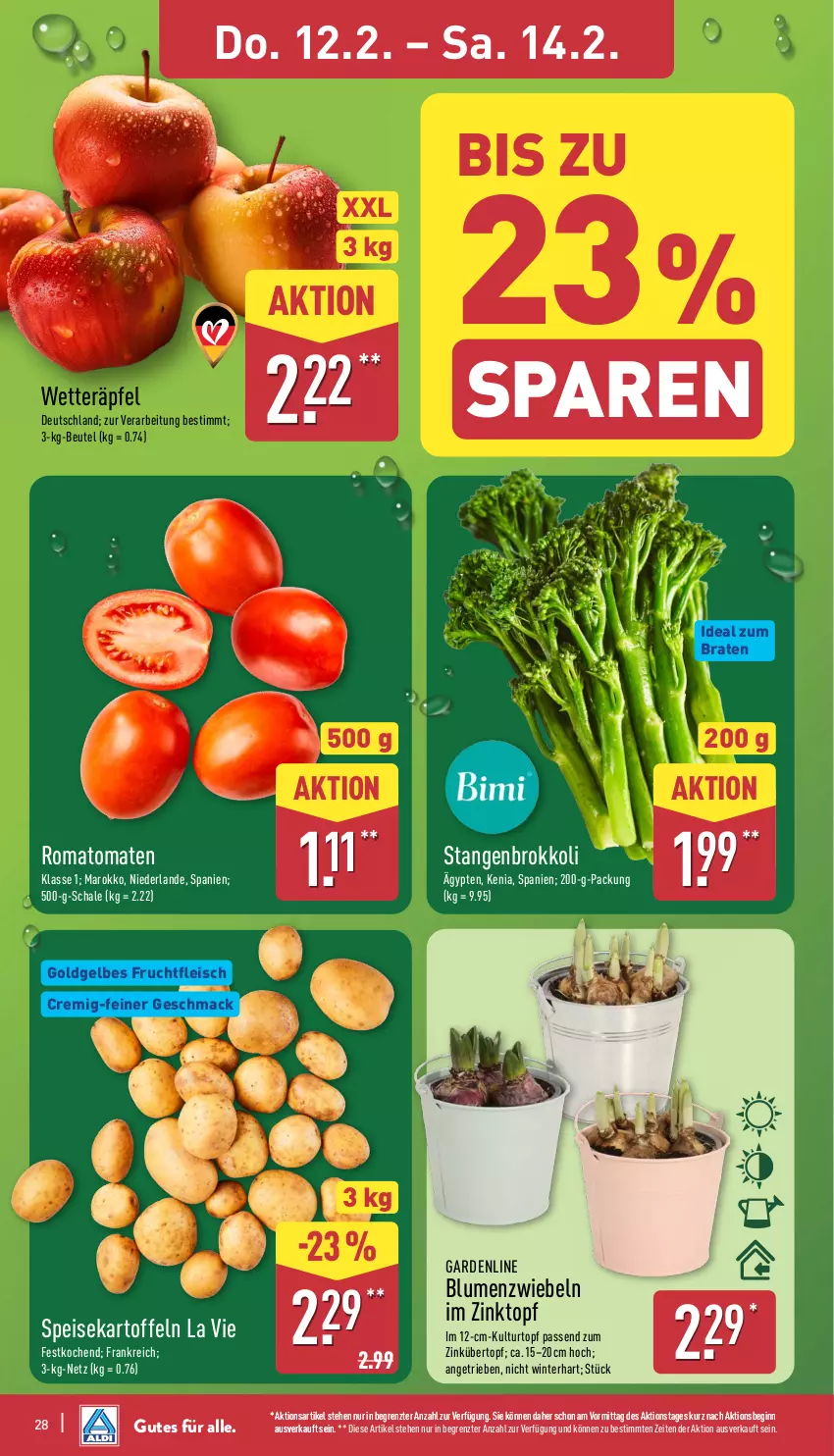 Aktueller Prospekt Aldi Nord - Von Montag - von 09.02 bis 14.02.2026 - strona 31 - produkty: beutel, blume, blumen, Blüte, braten, Brei, brokkoli, eis, fleisch, frucht, fruchtfleisch, gin, ideal zum braten, kartoffel, kartoffeln, kulturtopf, mac, Romatomaten, Schal, Schale, speisekartoffeln, Ti, tomate, tomaten, topf, übertopf, ZTE, zwiebel, zwiebeln