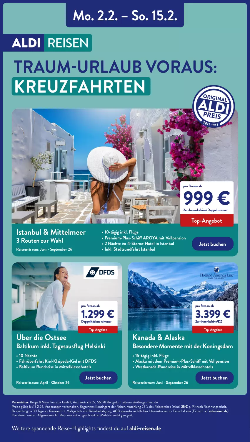 Aktueller Prospekt Aldi Nord - Von Montag - von 09.02 bis 14.02.2026 - strona 39 - produkty: aldi, angebot, buch, eis, ente, kreuzfahrten, LG, pril, reis, reise-highlights, Schal, Ti, top-angebot, ZTE