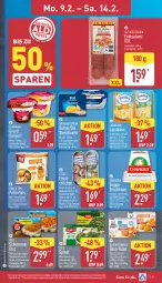 Gazetka promocyjna Aldi Nord - Von Montag - Gazetka - ważna od 14.02 do 14.02.2026 - strona 8 - produkty: aus der tiefkühlung, Becher, brie, butter, champignon, chavroux, dessert, dip, Edelsalami, ehrmann, Ehrmann Grand Dessert, emmentaler, filet, fisch, frischkäse, gabel, gin, iglo, Käse, kuchen, lachs, landkäse, landliebe, lysell, Maus, milch, mit paprika, ndk, paprika, Pfannkuchen, Poffertjes, saft, salami, salz, schlemmerfilet, schoko, snack, snack time, spinat, Streichzart, Ti, tisch, vanille, weihenstephan, ZTE