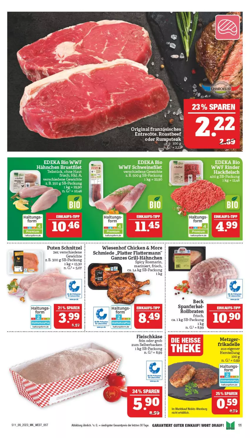 Aktueller Prospekt Marktkauf - Prospekt - von 26.02 bis 04.03.2023 - strona 11 - produkty: ball, beef, brustfilet, dell, eis, elle, filet, fleisch, fleischkäse, gin, Käse, latte, oder rumpsteak, pute, reis, roastbeef, rum, rumpsteak, schnitzel, steak, Ti, wiesenhof, ZTE