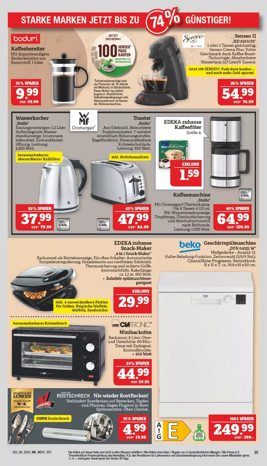 Aktueller Prospekt Marktkauf - Prospekt - von 26.02 bis 04.03.2023 - strona 25 - produkty: auto, backofen, Bagel, Becher, Behälter, beko, besteck, bestecke, brötchen, brötchenaufsatz, Brühe, decke, Deckel, deka, edelstahl, eis, elle, ente, geschirr, grill, kaffee, kaffeebereiter, kaffeemaschine, Kocher, korb, latte, Leuchte, LG, lieferservice, Liege, mac, Ofen, pfanne, pfannen, reis, Ria, rostschreck, sandwich, Schal, senseo, Signal, snack, spülmaschinen, tasse, teller, Ti, timer, tisch, toast, toaster, und pfanne, waffeln, wasser, wasserkocher, wassertank, ZTE