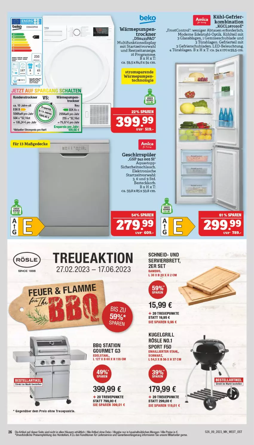 Aktueller Prospekt Marktkauf - Prospekt - von 26.02 bis 04.03.2023 - strona 26 - produkty: akku, amica, aqua, aquastop, bambus, beleuchtung, edelstahl, eis, Elektro, elle, grill, korb, Kugel, kugelgrill, led-beleuchtung, LG, lieferservice, Mode, reis, rösle, schlauch, schubladen, Sport, teller, Ti, Trockner, Yo