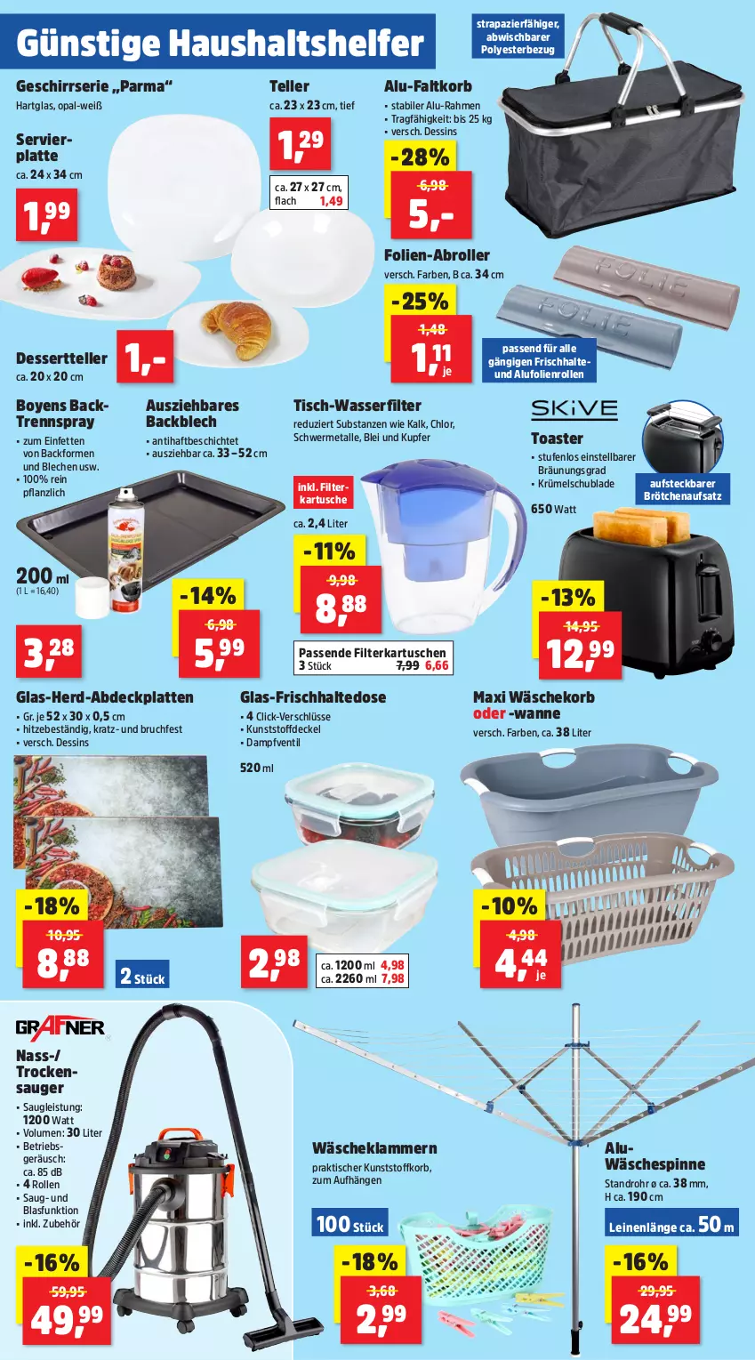 Aktueller Prospekt Thomas Philipps - von 02.04 bis 06.04.2024 - strona 10 - produkty: Backform, brötchen, brötchenaufsatz, decke, Deckel, dessert, Dessertteller, eis, elle, Faltkorb, filterkartuschen, geschirr, Geschirrserie, Klammern, korb, lamm, latte, leine, passend für alle, Roller, teller, Ti, tisch, toast, toaster, Trockensauger, Wanne, wäschekorb, wäschespinne, wasser, wasserfilter