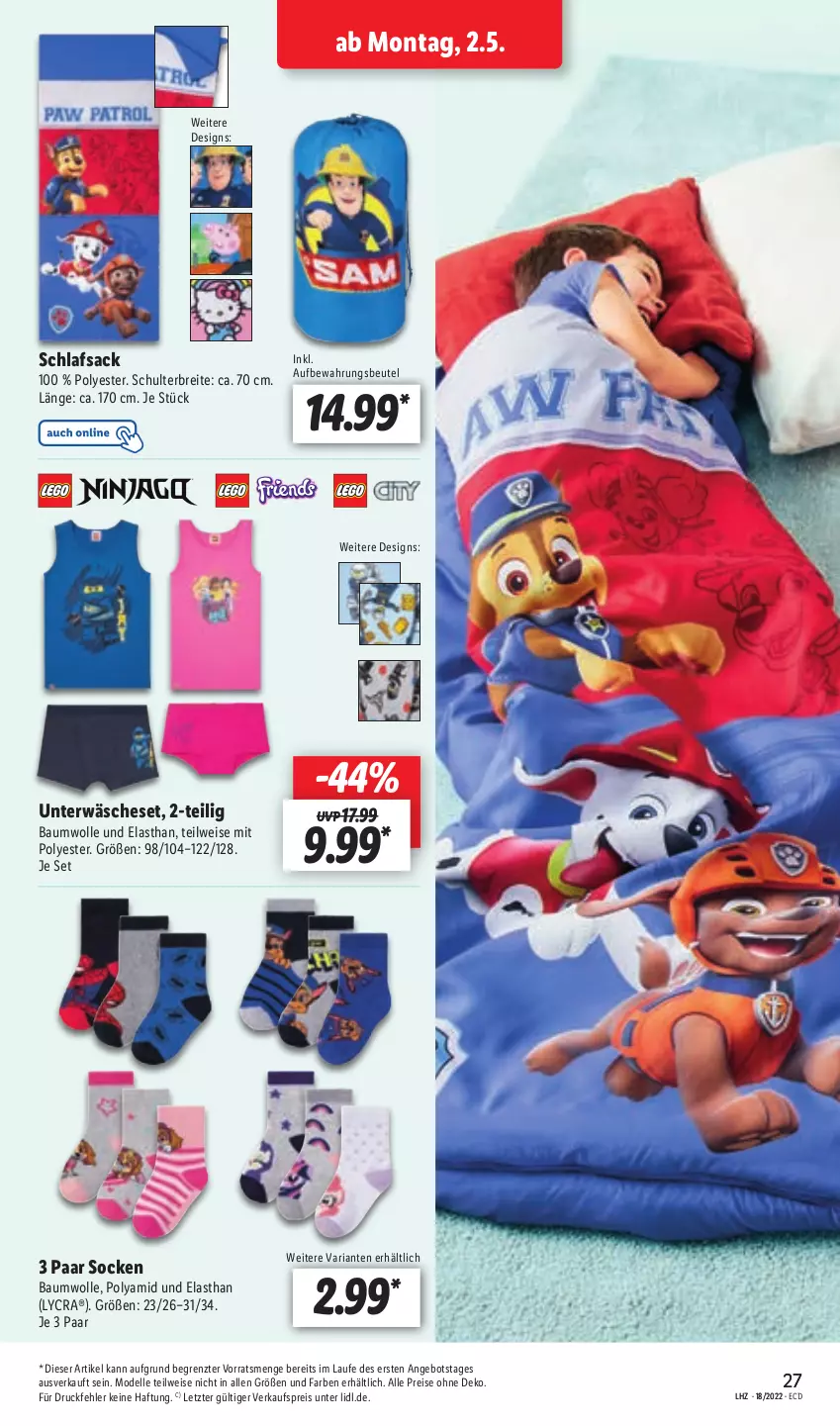 Aktueller Prospekt Lidl - Aktionsprospekt - von 02.05 bis 07.05.2022 - strona 27 - produkty: angebot, Bau, baumwolle, beutel, Brei, dell, eis, elle, Mode, reis, Ria, sac, schlafsack, socken, Ti, Unterwäsche, wolle, ZTE