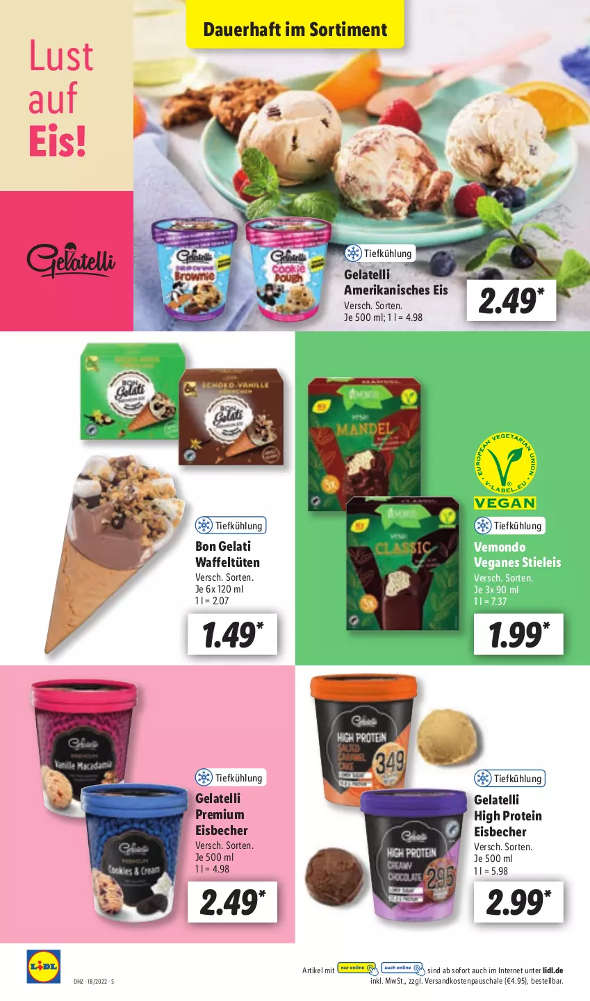 Aktueller Prospekt Lidl - Aktionsprospekt - von 02.05 bis 07.05.2022 - strona 58 - produkty: auer, Becher, Bon Gelati, eis, eisbecher, Gelatelli, ndk, Schal, Schale, stieleis, Ti, Tüte