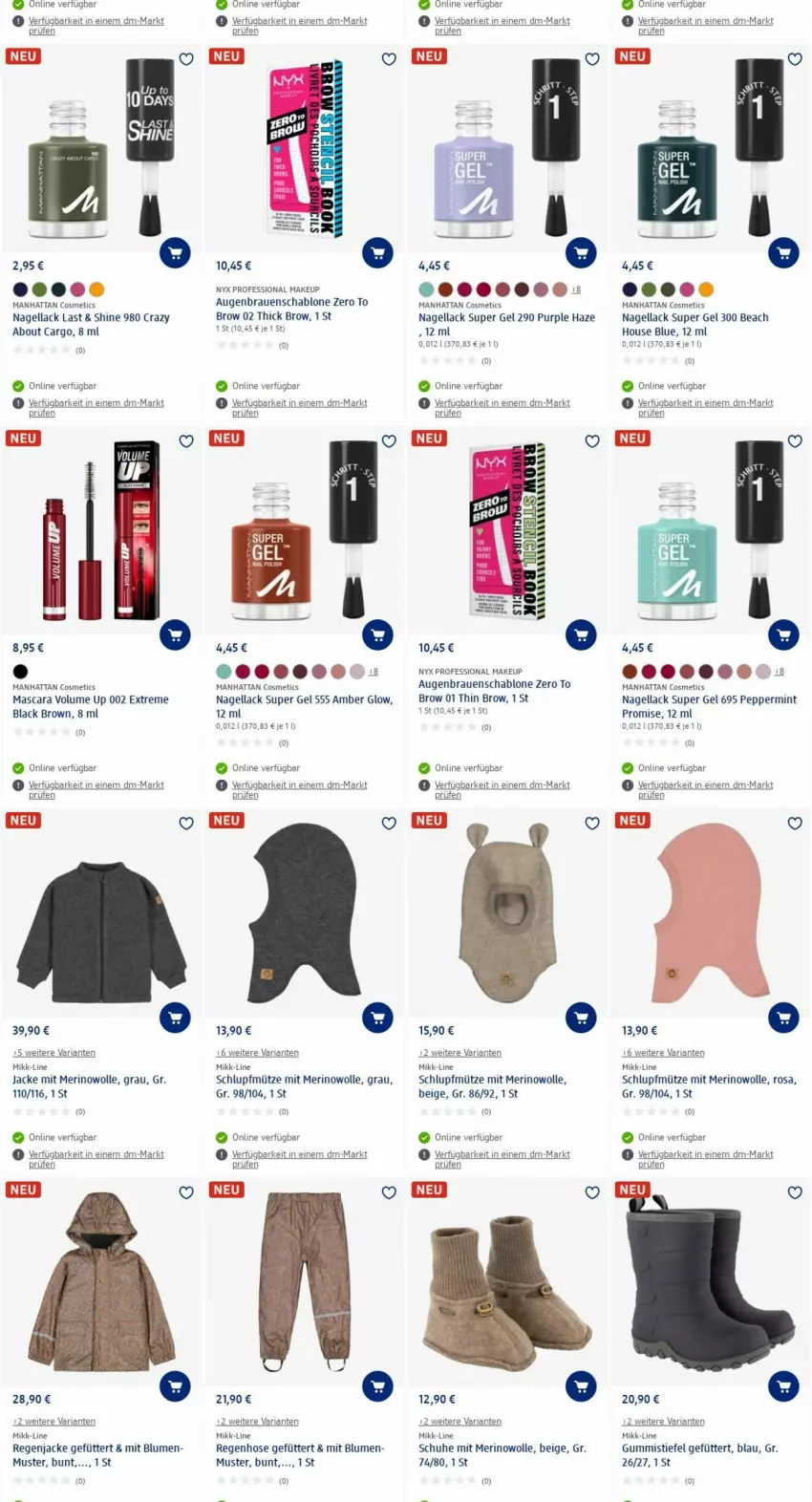 Aktueller Prospekt Dm Drogerie - Prospekte - von 14.08 bis 23.08.2023 - strona 16 - produkty: Amber, blume, blumen, Gummistiefel, hose, Jacke, lack, Mascara, mint, Mütze, Nagellack, Ria, Schlupfmütze, schuhe, Ti, wolle