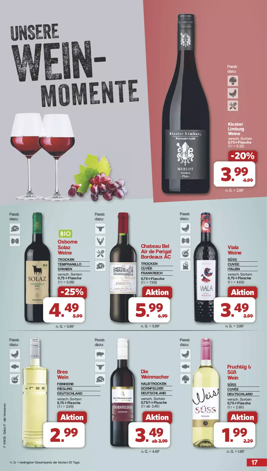 Aktueller Prospekt Famila - Prospekte - von 26.08 bis 31.08.2024 - strona 17 - produkty: bree, chateau, cuvée, dornfelder, eis, flasche, frucht, mac, olaz, osborne, reis, riesling, tempranillo, Ti, wein, weine, ZTE