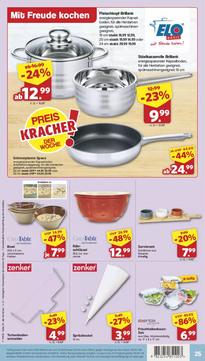 Aktueller Prospekt Famila - Prospekte - von 26.08 bis 31.08.2024 - strona 25 - produkty: angebot, angebote, beutel, Brei, coupon, creme, eis, elle, fleisch, Fleischtopf, frischhaltedosen, getränk, getränke, getränkesirup, gin, herdarten, pfanne, reis, schmorpfanne, sirup, Soda, sodastream, spülmaschinen, stielkasserolle, teller, Ti, topf, torte, ZTE