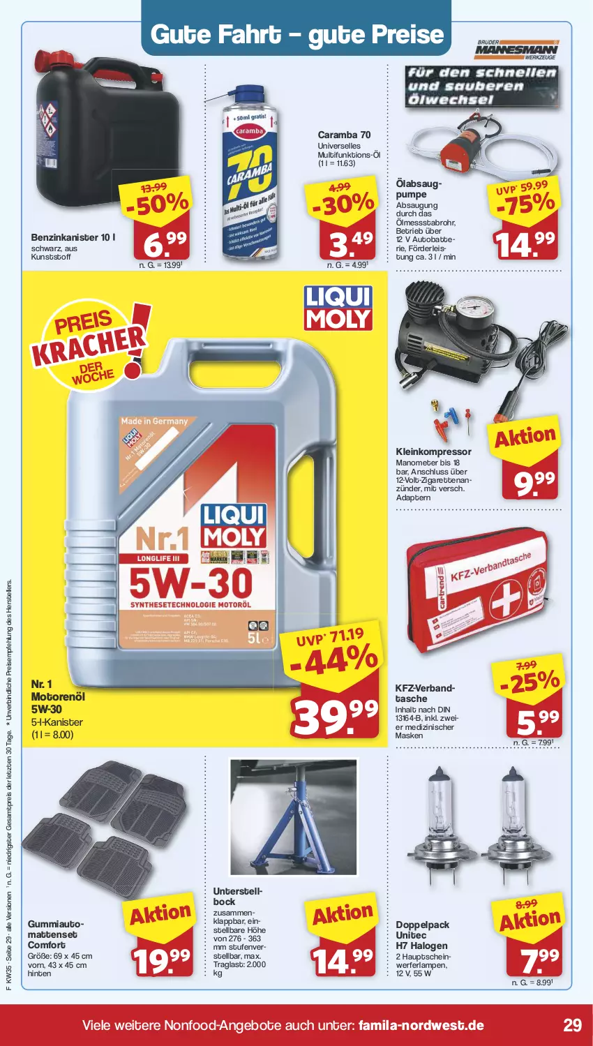 Aktueller Prospekt Famila - Prospekte - von 26.08 bis 31.08.2024 - strona 29 - produkty: adapter, angebot, angebote, anzünder, auto, batterie, benzinkanister, eier, eis, elle, kompressor, Lampe, Maske, motorenöl, reis, Scheinwerferlampe, Tasche, teller, Ti, unitec, ZTE