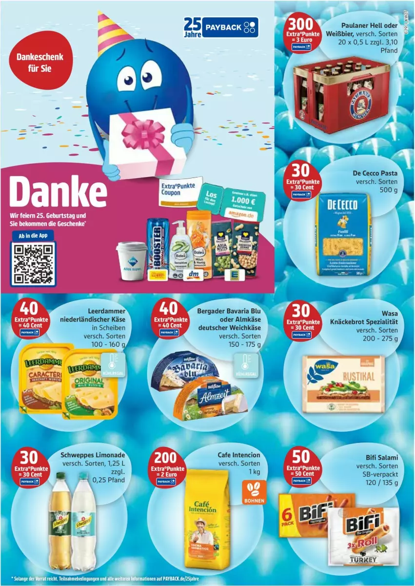 Aktueller Prospekt Edeka - Prospekte - von 30.06 bis 05.07.2025 - strona 19 - produkty: almkäse, bavaria blu, beko, bergader, bier, bifi, brot, coupon, De Cecco, deutscher weichkäse, ecco, eier, Käse, knäckebrot, leerdammer, limo, limonade, oder almkäse, pasta, Paula, paulaner, Ria, salami, schweppes, Spezi, wasa, weichkäse