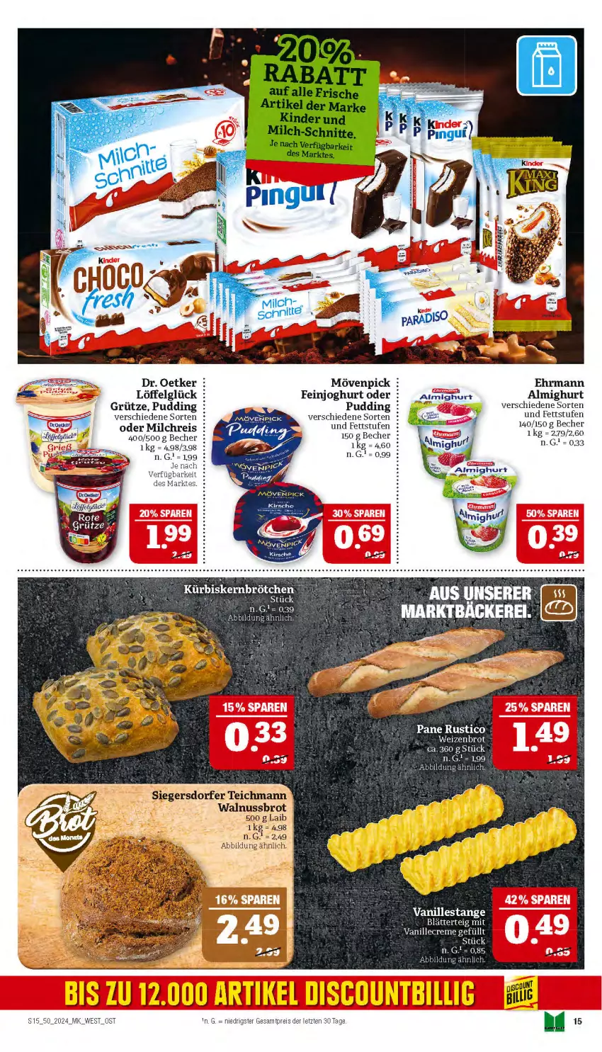 Aktueller Prospekt Marktkauf - Prospekt - von 08.12 bis 14.12.2024 - strona 15 - produkty: almighur, almighurt, Becher, brot, creme, discount, Dr. Oetker, ehrmann, eis, feinjoghurt, grütze, joghur, joghurt, LG, Löffel, milch, milchreis, mövenpick, nuss, pudding, reis, rel, Ti, vanille, Vanillestange, walnuss, ZTE