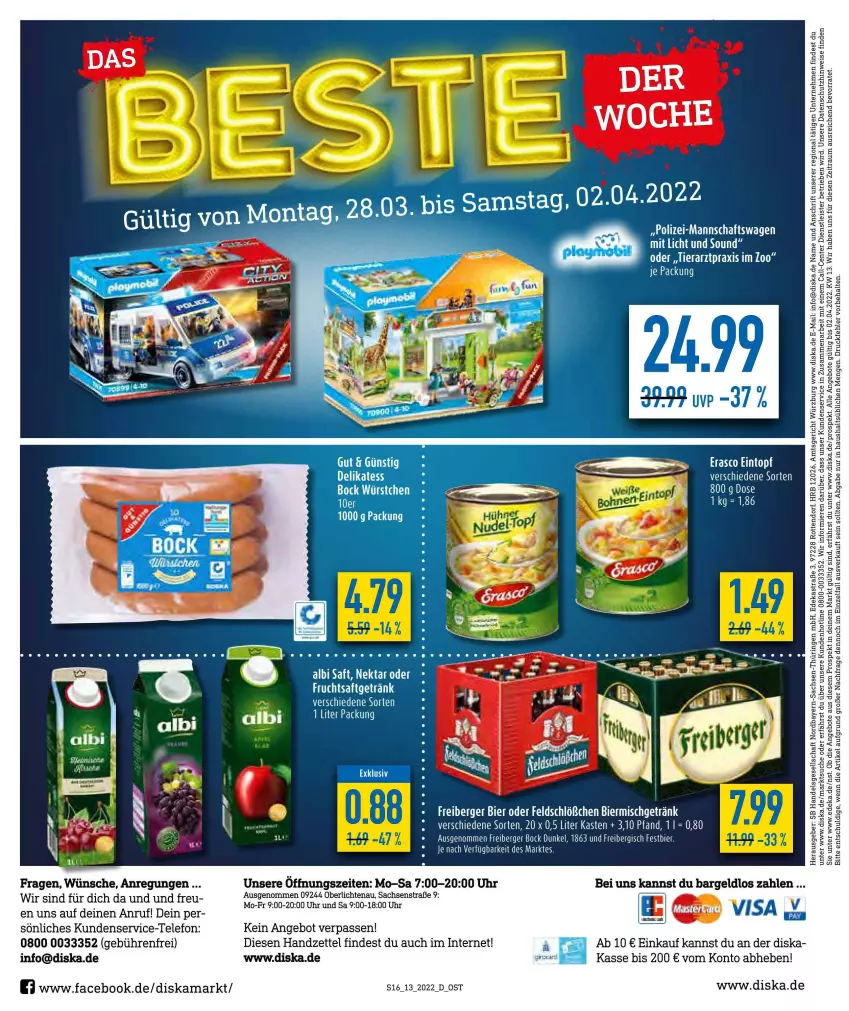 Aktueller Prospekt Diska - Prospekte - von 28.03 bis 02.04.2022 - strona 17 - produkty: angebot, angebote, Astra, Berger, bier, deka, eintopf, eis, ente, erasco, Freiberger, frucht, fruchtsaft, fruchtsaftgetränk, getränk, ring, sac, saft, telefon, Ti, topf, uhr, ZTE