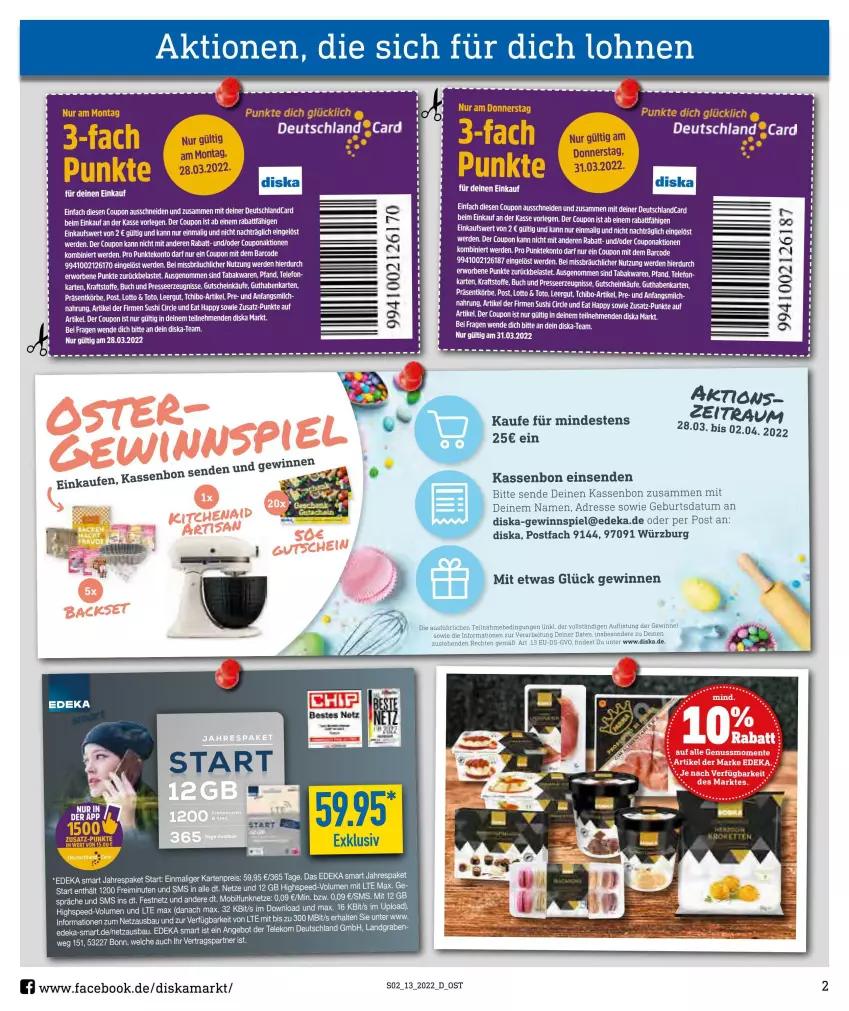 Aktueller Prospekt Diska - Prospekte - von 28.03 bis 02.04.2022 - strona 3 - produkty: buch, coupon, deka, deutschlandcard, erde, gewinnspiel, guthabenkarte, gutschein, kraft, LG, milch, ritter, Sushi, Tchibo, tee, telefon, Ti, Tiere