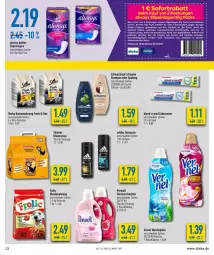 Gazetka promocyjna Diska - Prospekte - Gazetka - ważna od 02.04 do 02.04.2022 - strona 14 - produkty: Adidas, Alwa, Always, blend-a-med, coupon, coupons, creme, dailies, deo, deospray, erde, feinwaschmittel, flasche, frolic, gin, hundenahrung, katzennahrung, klumpstreu, perwoll, schauma, schauma shampoo, schwarzkop, schwarzkopf, shampoo, shampoo oder spülung, sheba, slip, slipeinlagen, sofortrabatt, spülung, Ti, vernel, waschmittel, weichspüler, zahncreme