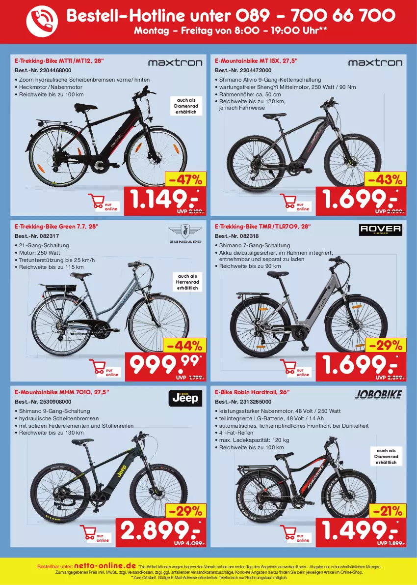 Aktueller Prospekt Netto Marken-Discount - Filial-Angebote - von 21.08 bis 26.08.2023 - strona 47 - produkty: akku, angebot, auto, batterie, deka, E-Bike, eier, eis, ente, Kette, LG, Mountainbike, ndk, reifen, reis, rel, rwe, Schal, shimano, Stollen, telefon, Ti, tisch, uhr, ZTE