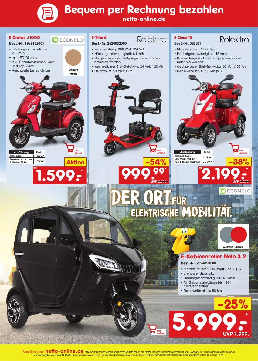 Aktueller Prospekt Netto Marken-Discount - Filial-Angebote - von 21.08 bis 26.08.2023 - strona 49 - produkty: akku, angebot, batterie, Dreirad, eis, erde, ndk, quad, reis, Roller, Sport, Ti, ZTE