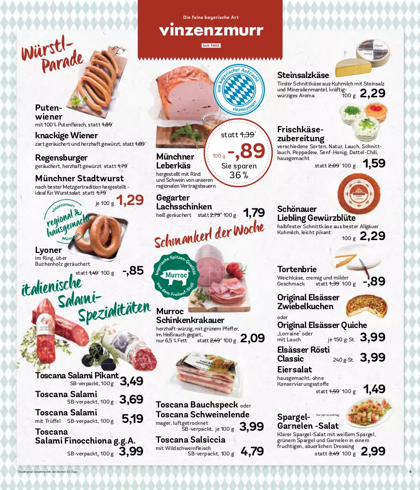 Aktueller Prospekt Aez - Prospekte - von 13.05 bis 18.05.2024 - strona 5 - produkty: auer, Bau, Bauer, Blüte, brie, buch, burger, chili, dressing, eier, eiersalat, eis, fleisch, frischkäse, frischkäsezubereitung, frucht, garnelen, gewürz, gin, halbfester schnittkäse, Holz, honig, Käse, krakauer, kuchen, lachs, lachsschinken, leberkäs, LG, lyoner, mac, Mantel, milch, natur, pfeffer, pute, Putenfleisch, Quiche, Rauch, regensburger, reis, rind, ring, salami, salat, salsiccia, salz, schinken, schinkenkrakauer, schnittkäse, schnittlauch, schwein, schweine, senf, spargel, Speck, Spezi, Steinsalzkäse, Ti, torte, Trüffel, weichkäse, wein, weine, wiener, Wild, Wildschwein, wurst, Yo, ZTE, zwiebel