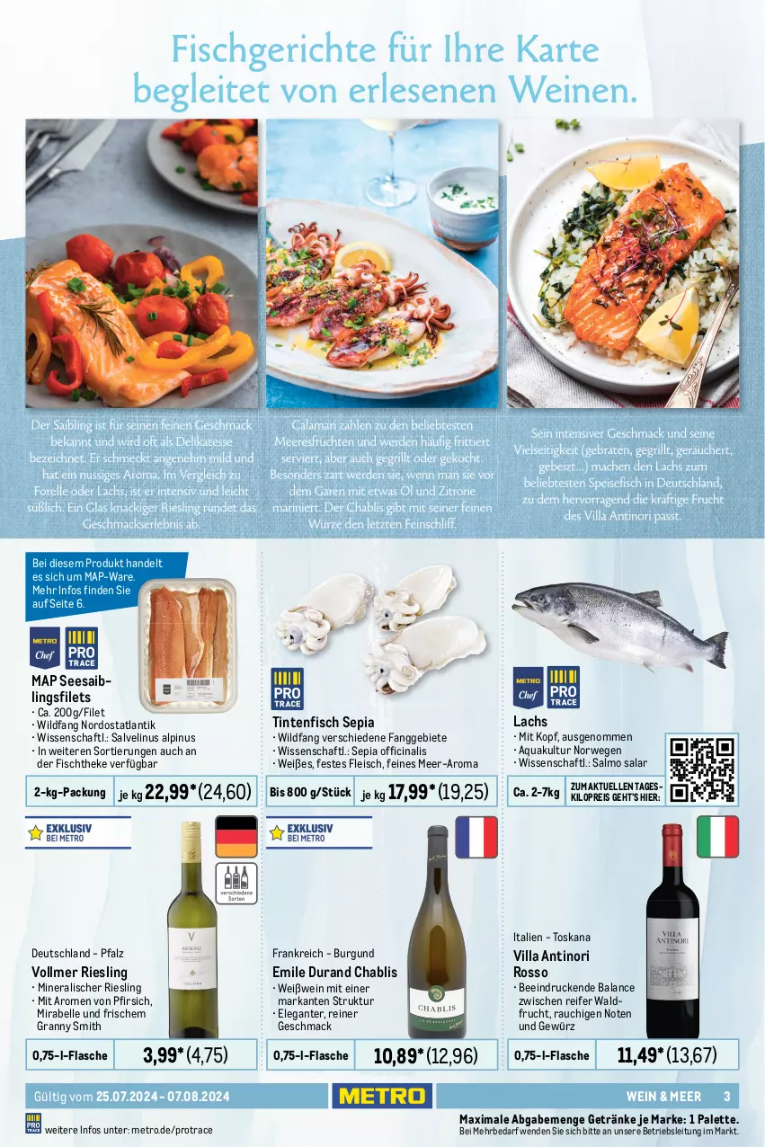 Aktueller Prospekt Metro - GastroJournal - von 25.07 bis 07.08.2024 - strona 3 - produkty: antipasti, apfel, aqua, asti, auer, beere, beeren, burgunder, cin, eis, elle, ente, filet, filets, fisch, fischtheke, flasche, fleisch, frucht, getränk, getränke, gewürz, grauer burgunder, grüner veltliner, Heu, lachs, limette, limetten, mac, Metro, Mett, metten, Palette, pasta, Pastagericht, pfirsich, Rauch, reis, riesling, Rotbarsch, rotbarschfilet, rum, rwe, Saibling, Seesaiblingsfilet, Stachelbeeren, teppich, Ti, vanille, wein, Weißwein, Wild