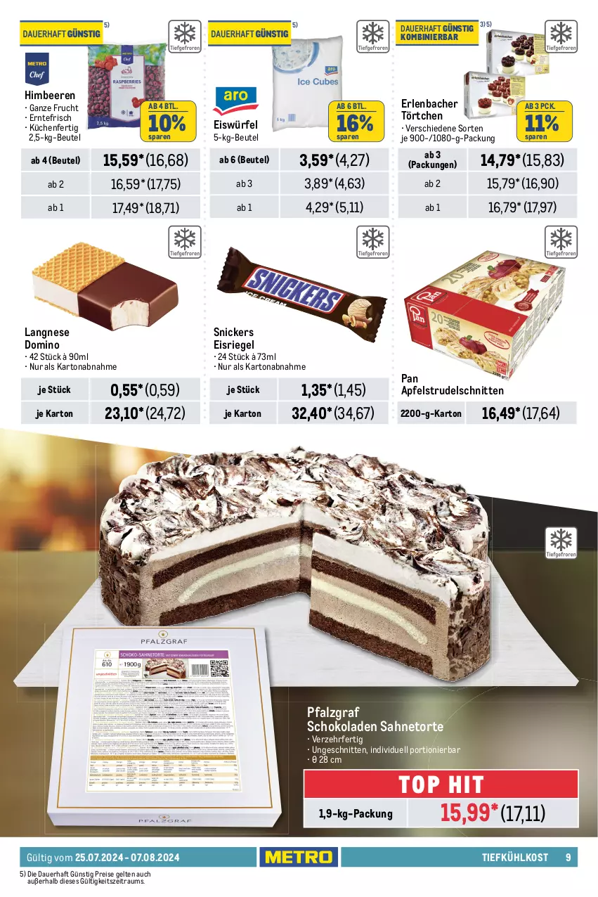 Aktueller Prospekt Metro - GastroJournal - von 25.07 bis 07.08.2024 - strona 9 - produkty: apfel, Apfelstrudel, auer, beere, beeren, beutel, champignon, champignons, decke, eis, Eisriegel, eiswürfel, elle, frucht, himbeer, himbeere, himbeeren, küche, Küchen, langnese, Metro, obst, Radicchio, reis, riegel, sac, sahne, salat, schnitten, schoko, schokolade, schokoladen, snickers, Strudel, Ti, tiefkühlkost, Tiere, tomate, tomaten, Törtchen, torte, Weste, würfel, zucchini, zwiebel, zwiebeln