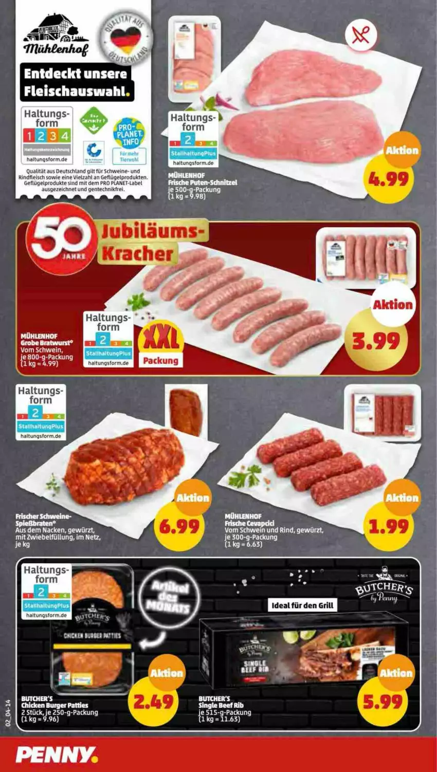 Aktueller Prospekt Penny - Prospekte - von 01.05 bis 06.05.2023 - strona 2 - produkty: bratwurst, burger, eis, ente, fleisch, Geflügel, geflügelprodukte sind mit dem, gewürz, grobe bratwurst, rind, rindfleisch, schwein, schwein und rind, schweine, tee, Ti, vom schwein und rind, wein, weine, wurst, zwiebel