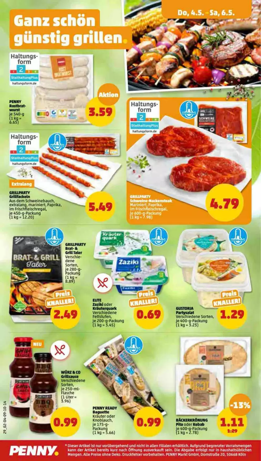 Aktueller Prospekt Penny - Prospekte - von 01.05 bis 06.05.2023 - strona 30 - produkty: baguette, eis, flasche, fleisch, grill, knoblauch, kräuter, LG, paprika, regal, salat, tee, Ti, Wels, wurst, ZTE