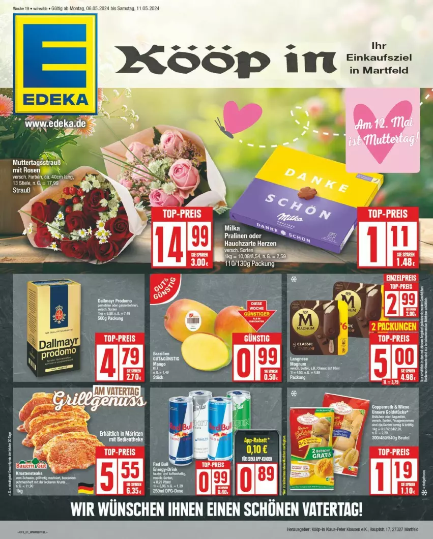 Aktueller Prospekt Edeka - Prospekte - von 06.05 bis 11.05.2024 - strona 1 - produkty: coppenrath, langnese, malz, rosen, Ti