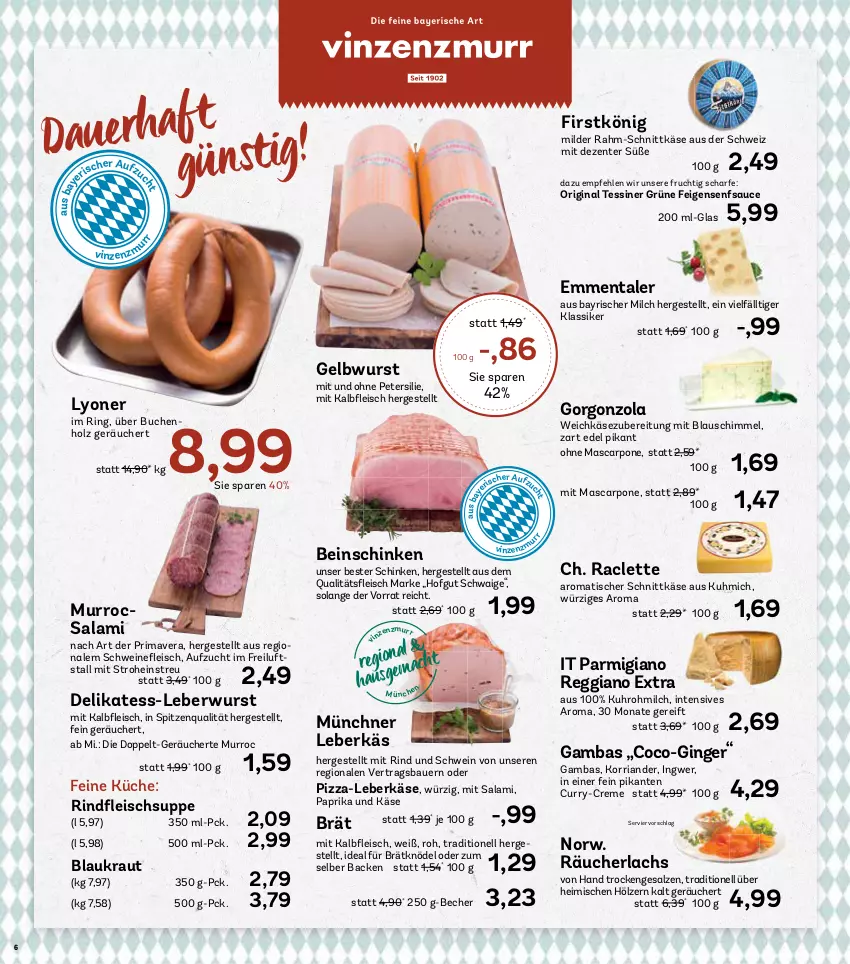 Aktueller Prospekt Aez - Prospekte - von 23.12 bis 28.12.2024 - strona 6 - produkty: auer, Bau, Bauer, Becher, buch, creme, curry, eis, emmentaler, ente, Feigen, fleisch, frucht, gin, ginger, gorgonzola, hofgut, Holz, ingwer, Kalbfleisch, Käse, Knödel, Kraut, küche, lachs, leberkäs, leberkäse, leberwurst, lyoner, mac, mascarpone, milch, mit kalbfleisch, paprika, parmigiano, parmigiano reggiano, petersilie, pizza, Räucherlachs, reggiano, Ria, rind, ring, salami, salz, sauce, schinken, schnittkäse, schwein, schweine, senf, spitzenqualität, suppe, Ti, tisch, uhr, weichkäse, wein, weine, wurst, Yo