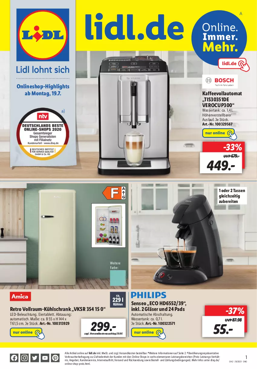 Aktueller Prospekt Lidl - Aktuelle Onlineshop-Highlights - von 19.07 bis 25.07.2021 - strona 1