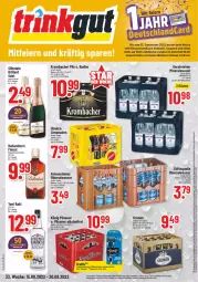 Gazetka promocyjna Trinkgut - Gazetka - ważna od 20.08 do 20.08.2022 - strona 1 - produkty: alkohol, Alwa, angebot, angebotspreis, ball, blended scotch, blended scotch whisky, coupon, coupons, deka, deutschlandcard, eis, elle, ente, erde, flasche, gerolsteine, gerolsteiner, Jubiläums, könig pilsener, krombache, krombacher, krombacher pils, krone, LG, limo, limonade, limonaden, mineralwasser, pils, pilsener, radler, rasierer, reis, scotch, scotch whisky, sekt, sinalco, söhnlein, steiner, Ti, uhr, wasser, whisky, wilkinson, yeni raki