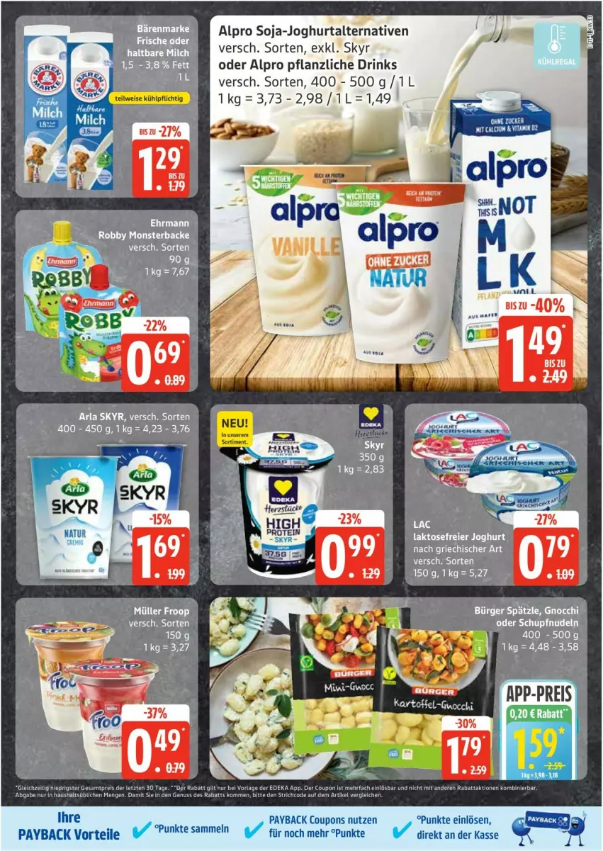 Aktueller Prospekt Edeka - Prospekte - von 11.08 bis 16.08.2025 - strona 11 - produkty: ACC, alpro, arla, arla skyr, coupon, coupons, deka, drink, drinks, Engel, gnocchi, joghur, joghurt, kartoffel, monster, nuss, payback, Pflanzliche Drink, robby, Skyr, soja, Ti, ZTE