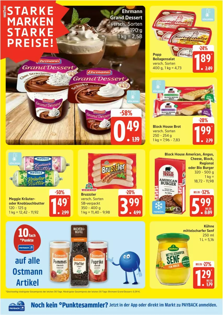 Aktueller Prospekt Edeka - Prospekte - von 11.08 bis 16.08.2025 - strona 2 - produkty: bio, brot, bruzzzler, burger, butter, dessert, ehrmann, Ehrmann Grand Dessert, eis, ilag, knoblauch, Knoblauchbutter, kräuter, Kühne, meggle, payback, pommes, Popp, reis, salat, senf, tesa, Ti, ZTE