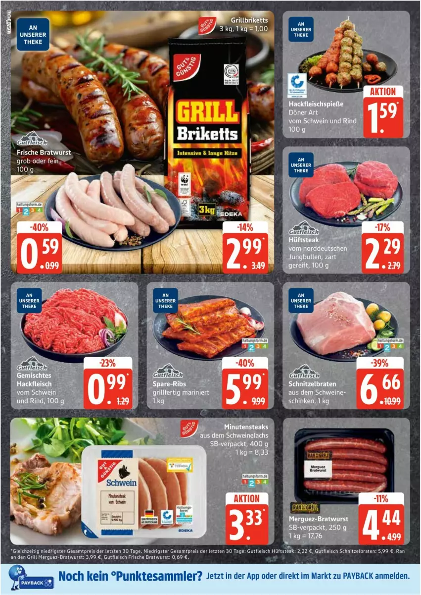 Aktueller Prospekt Edeka - Prospekte - von 11.08 bis 16.08.2025 - strona 8 - produkty: braten, bratwurst, eis, fleisch, grill, gutfleisch, Merguez-Bratwurst, payback, reis, schnitzel, Schnitzelbraten, tesa, Ti, wurst, ZTE