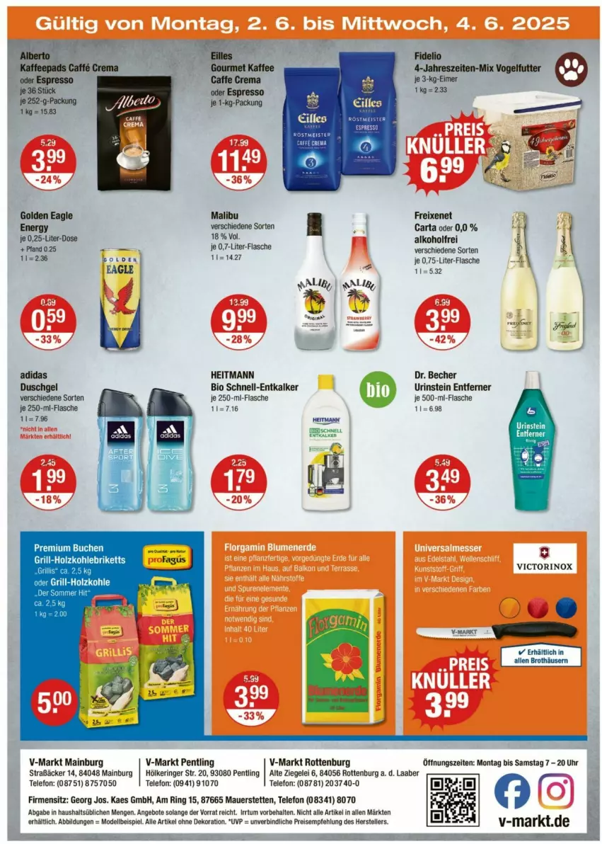 Aktueller Prospekt Vmarkt - Prospekte - von 30.05 bis 04.06.2025 - strona 24 - produkty: Adidas, alkohol, alle artikel ohne dekoration, angebot, angebote, auer, Becher, bio, briketts, caffe, dekoration, dell, duschgel, eimer, eis, elle, entkalker, espresso, flasche, freixenet, grill, grill-holzkohle, heitmann, Holz, holzkohle, kaes, kaffee, Malibu, Mode, oder espresso, reis, ring, telefon, teller, Ti, uhr, Vogelfutter