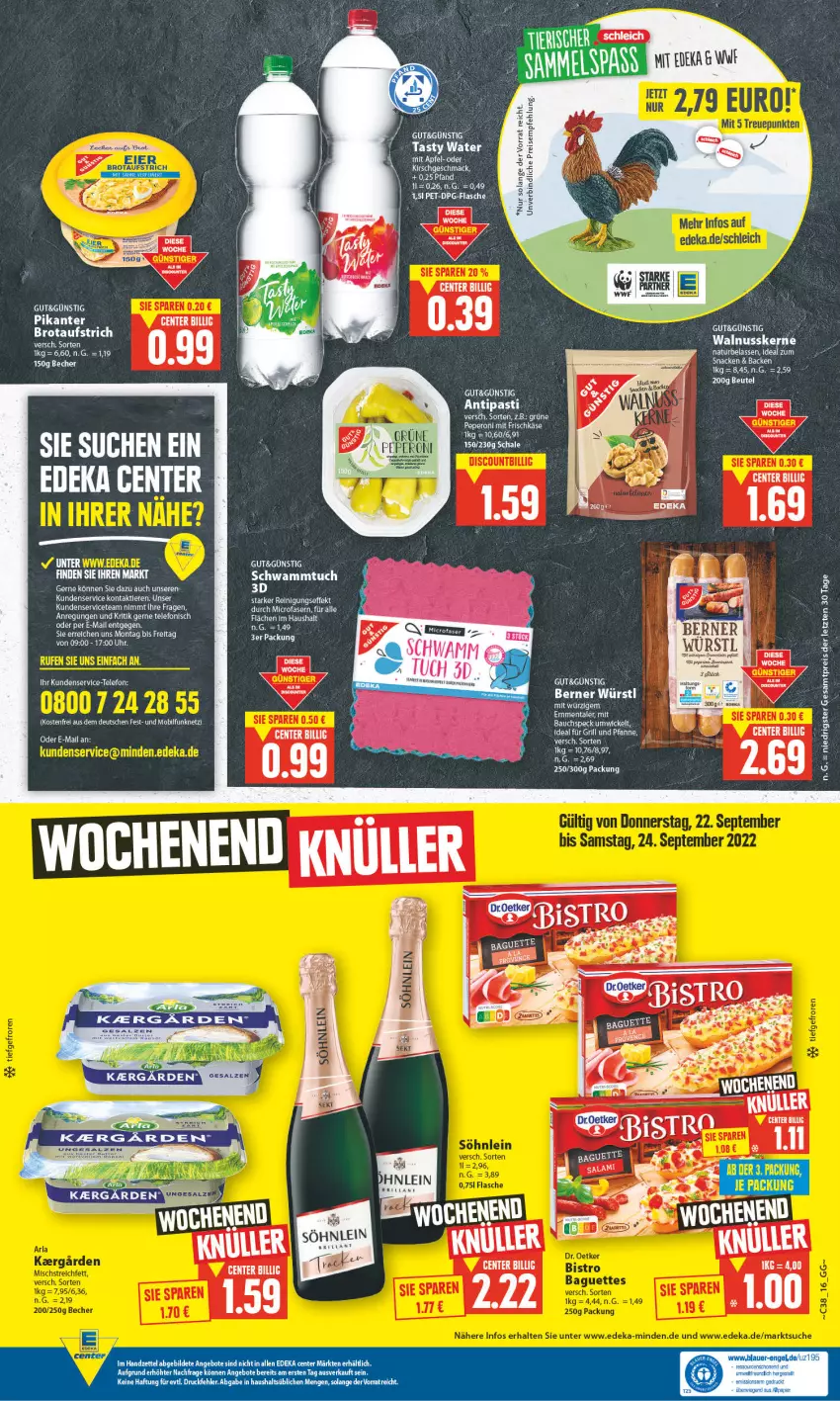 Aktueller Prospekt E Center - Angebote der Woche - von 19.09 bis 24.09.2022 - strona 16 - produkty: acer, aeg, aufstrich, Becher, brot, brotaufstrich, eis, emmentaler, ente, flasche, frischkäse, Käse, natur, reis, salz, Schal, Schale, schwamm, Schwammtuch, Tapete, Ti, tuc, uhr