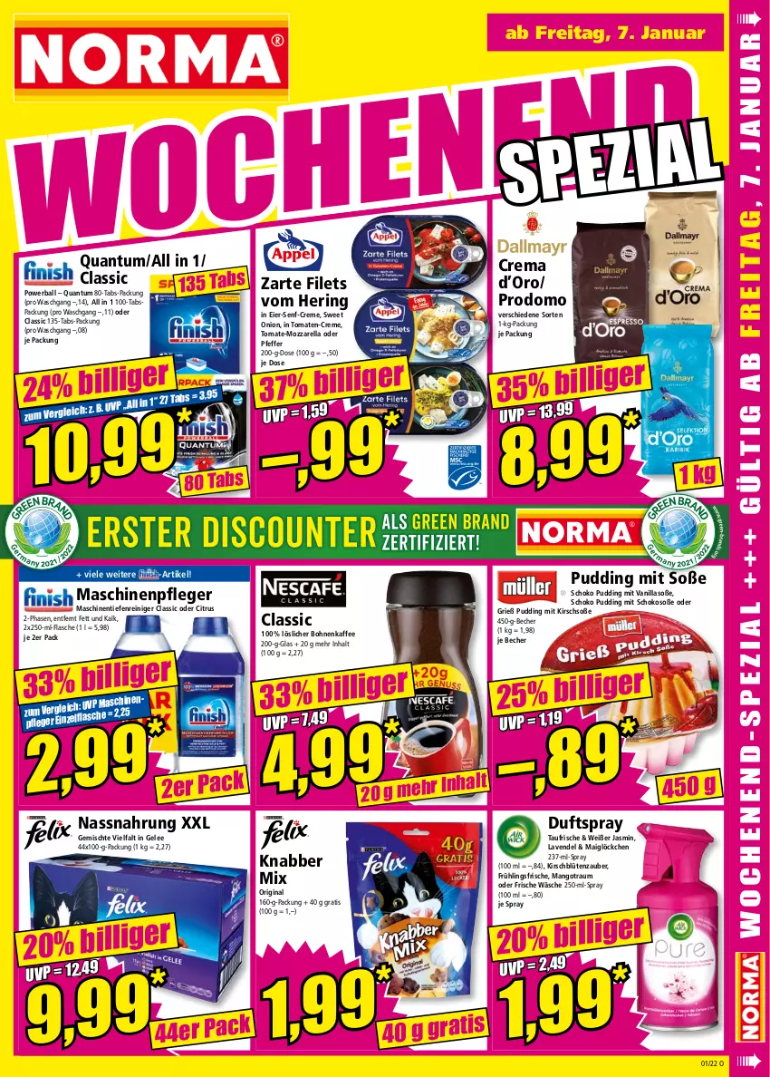 Aktueller Prospekt Norma - Norma - von 03.01 bis 10.01.2021 - strona 15 - produkty: ball, Becher, Blüte, bohne, bohnen, bohnenkaffee, citrus, creme, Duftspray, eier, filet, filets, flasche, gelee, gin, hering, kaffee, kirsch, lavendel, löslicher bohnenkaffee, mango, Maschinenpfleger, mozzarella, Nassnahrung, pfeffer, powerball, prodomo, pudding, reiniger, rel, ring, schoko, senf, Soße, Ti, tomate, tomaten