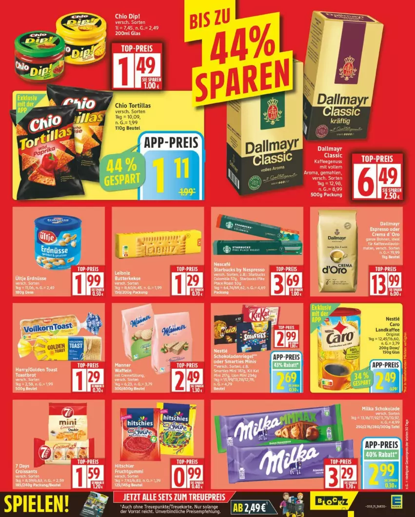 Aktueller Prospekt Edeka - Prospekte - von 11.08 bis 16.08.2025 - strona 11 - produkty: dallmayr, dip, eis, gin, golden toast, reis, toast, top-preis