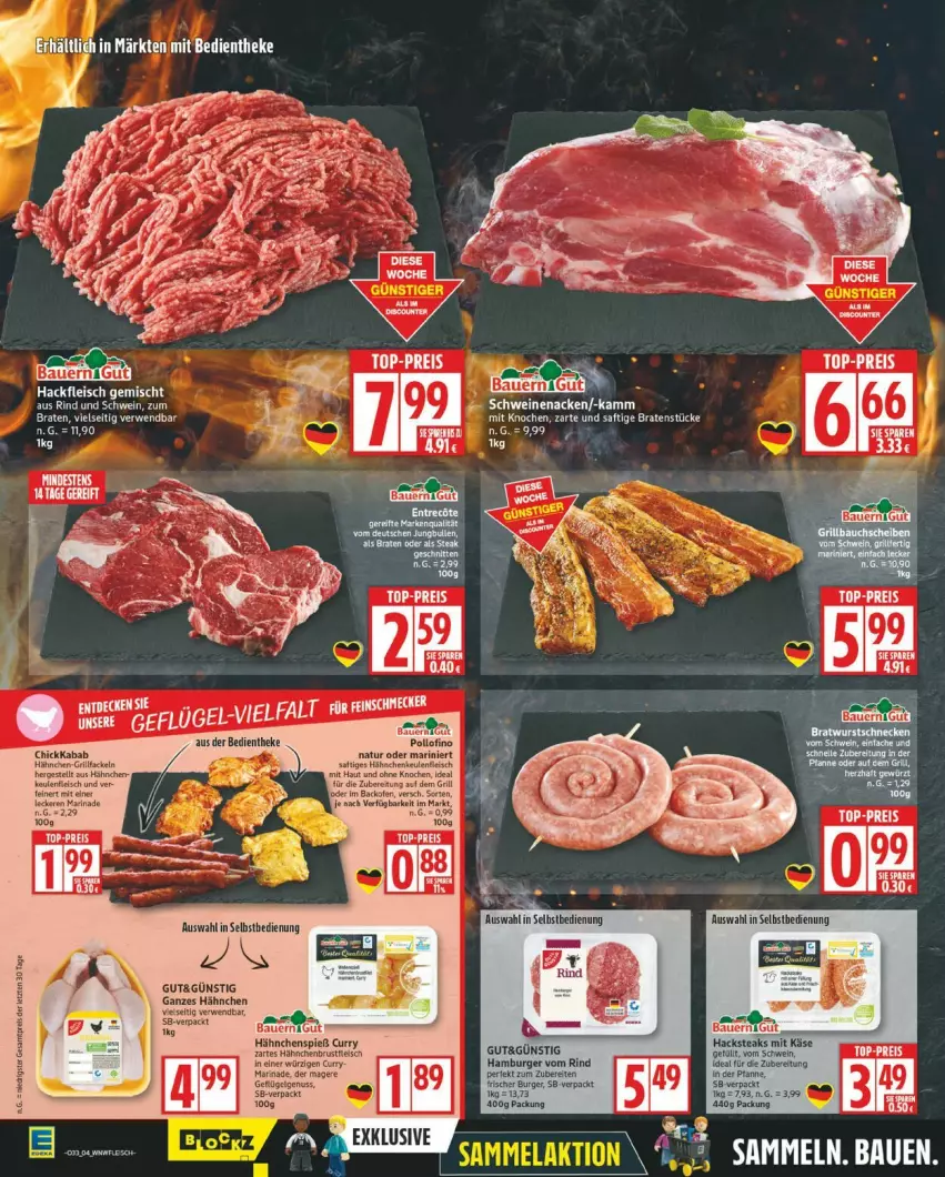 Aktueller Prospekt Edeka - Prospekte - von 11.08 bis 16.08.2025 - strona 4 - produkty: auer, backofen, Bau, Bauer, braten, burger, cin, decke, eis, fleisch, hackfleisch, hackfleisch gemischt, hamburger, natur, Ofen, reis, rind, saft, schwein, steak, steaks, Ti, wein, ZTE