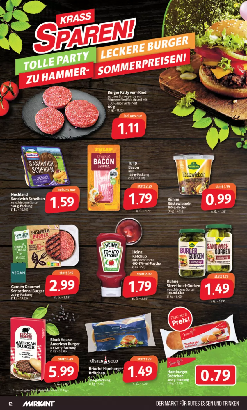 Aktueller Prospekt Markant - Prospekte - von 08.08 bis 13.08.2022 - strona 12 - produkty: bacon, burger, eis, flasche, fleisch, garden gourmet, gutes essen, hamburger, Kühne, rind, rindfleisch, tee, Ti