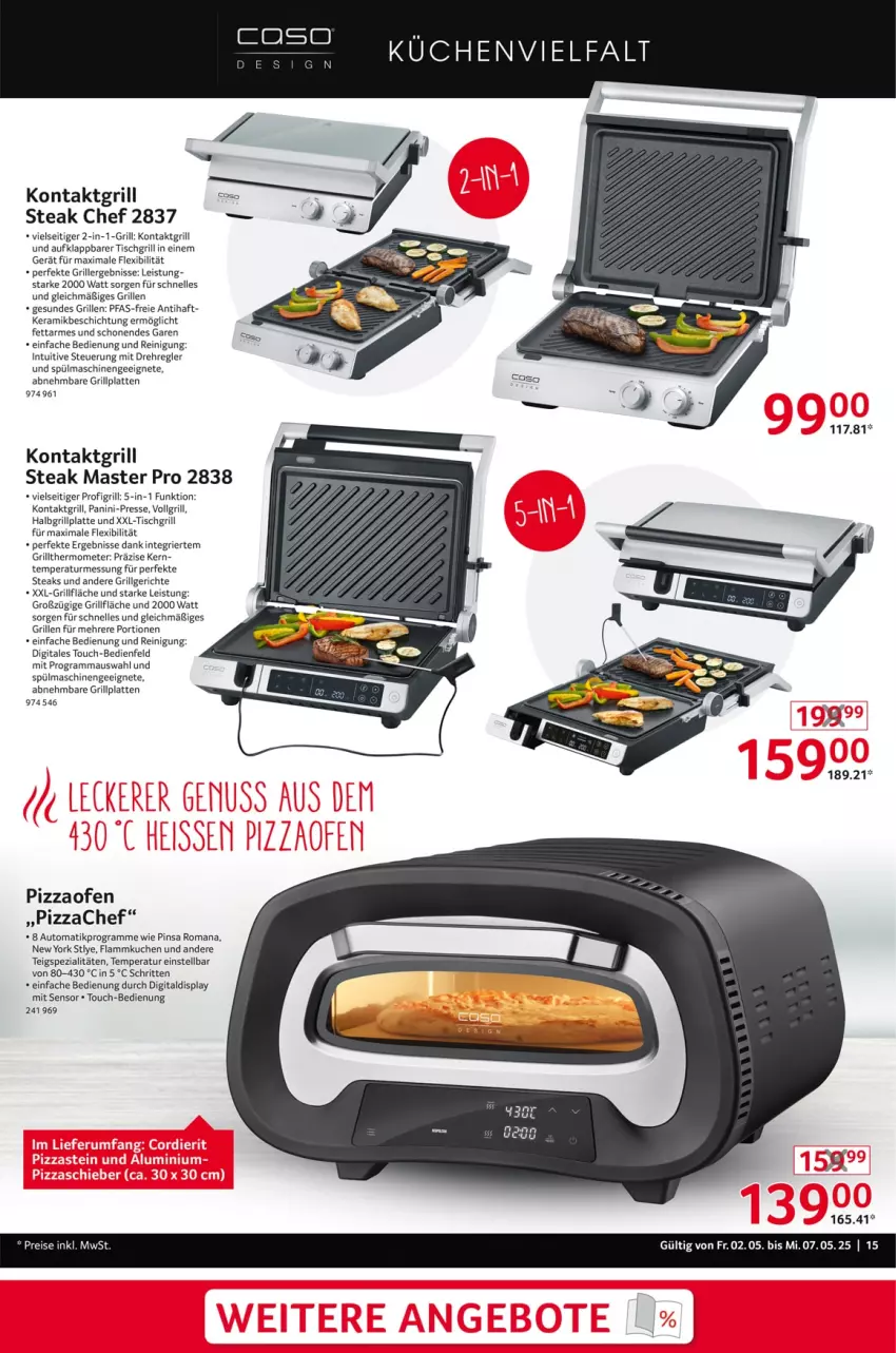 Aktueller Prospekt Selgros - Non Food - von 02.05 bis 07.05.2025 - strona 15 - produkty: aldi, auto, eis, elle, flammkuchen, grill, grillfläche, grillplatte, kontaktgrill, küche, Küchen, kuchen, lamm, latte, LG, Maus, Ofen, pizza, Pizzaofen, Reinigung, reis, Spezi, spülmaschinen, steak, steaks, thermometer, Ti, tisch, tischgrill, Yo
