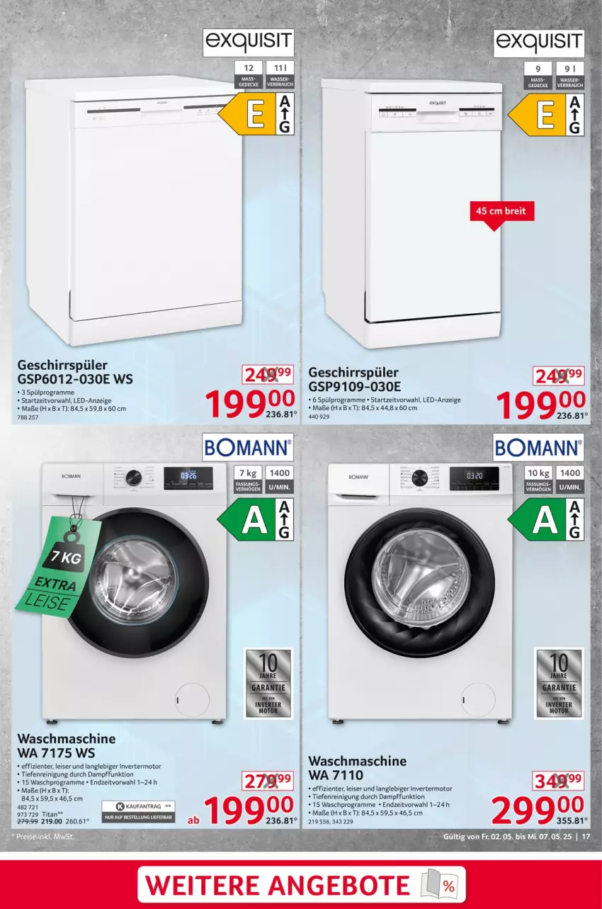 Aktueller Prospekt Selgros - Non Food - von 02.05 bis 07.05.2025 - strona 17 - produkty: angebot, angebote, bomann, decke, eis, ente, geschirr, geschirrspüler, HP, Reinigung, Ti, waschmaschine